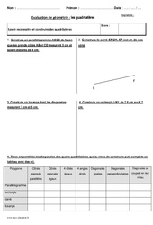 Quadrilatères - Bilan avec le corrigé : 7ème Harmos - PDF à imprimer