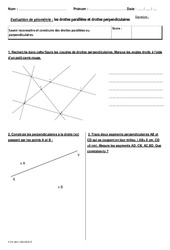 Droites parallèles et droites perpendiculaires - Bilan : 7ème Harmos - PDF à imprimer