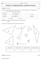 Triangles particuliers - Examen Contrôle - Reconnaitre et construire : 8ème Harmos - PDF à imprimer