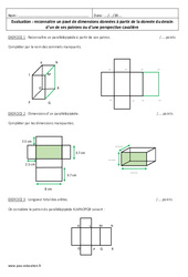 Pavé droit - Parallélépipède   - Examen Evaluation sur les solides et les patrons : 8ème Harmos - PDF à imprimer