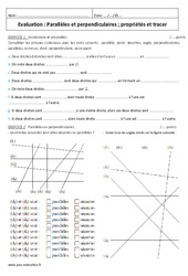 Parallèles et perpendiculaires - Examen Contrôle - Propriétés et tracer : 8ème Harmos - PDF à imprimer