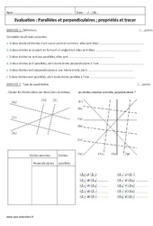 Droites - Parallèles et perpendiculaires - Examen Evaluation - Propriétés et tracer : 8ème Harmos - PDF à imprimer