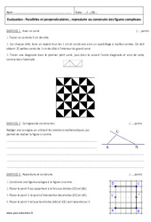 Parallèles et perpendiculaires - Examen Contrôle - Reproduire ou construire des figures complexes : 8ème Harmos - PDF à imprimer