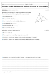 Droites parallèles et perpendiculaires - Examen Evaluation - Reproduire et construire : 8ème Harmos - PDF à imprimer