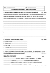 Accord de l’adjectif qualificatif - Examen Contrôle : 9eme Harmos - PDF à imprimer