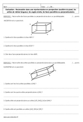 Représentation en perspective cavalière du pavé - Examen Contrôle : 8ème Harmos - PDF à imprimer