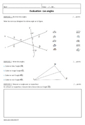 Bissectrice de l’angle - Examen Evaluation : 8ème Harmos - PDF à imprimer