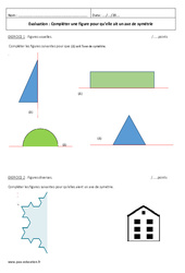 Axe de symétrie - Examen Contrôle  : 8ème Harmos - PDF à imprimer