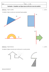 Symétrie axiale - Examen Evaluation  : 8ème Harmos - PDF à imprimer