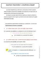 Exprimer l’hypothèse - Conditions Clause - Cours : 11ème Harmos - PDF à imprimer