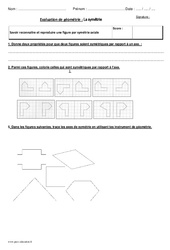 Symétrie axiale - Bilan  : 7ème Harmos - PDF à imprimer