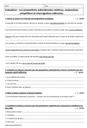 Relatives, conjonctives complétives et interrogatives indirectes - Examen Evaluation : 10ème Harmos - PDF à imprimer