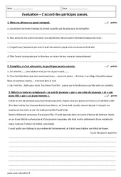 Accord des participes passés - Examen Contrôle : 10ème Harmos - PDF à imprimer