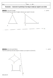 Construire le symétrique d'une figure simple par rapport à une droite - Examen Contrôle : 8ème Harmos - PDF à imprimer