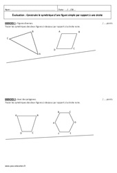 Symétrique d'une figure par rapport à une droite - Examen Evaluation : 8ème Harmos - PDF à imprimer