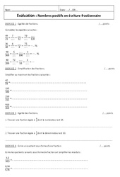 Nombres positifs en écriture fractionnaire - Examen Contrôle - Sens et calculs : 9eme Harmos - PDF à imprimer