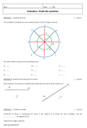 Etude des symétries - Examen Contrôle - Symétrie centrale : 9eme Harmos - PDF à imprimer