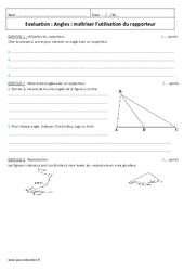 Aigu, droit, obtus et plat - Utiliser le rapporteur - Examen Evaluation : 9eme Harmos - PDF à imprimer