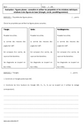 Triangle,cercle et parallélogrammes - Examen Evaluation sur les figures planes : 9eme Harmos - PDF à imprimer