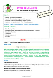 Séquence - Fiche de préparation Les phrases interrogatives - Étude de la langue - Séquence - Fiche de préparation : 5ème Harmos - PDF à imprimer