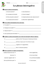 Les phrases interrogatives - Étude de la langue - Exercices avec les corrections : 5ème Harmos - PDF à imprimer