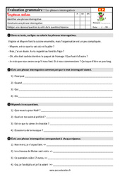 Les phrases interrogatives - Étude de la langue - Examen Evaluation avec la correction : 5ème Harmos - PDF à imprimer