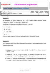 Résoudre un problème - Examen Evaluation, bilan, contrôle avec la correction - Enchaînements d’opérations : 9eme Harmos - PDF à imprimer