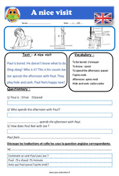 A nice visit - Anglais - Lecture - Level 1 : 4ème, 5ème, 6ème, 7ème Harmos - PDF à imprimer