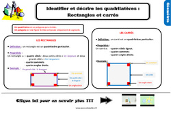 Identifier et décrire les quadrilatères (rectangles et carrés) - Cours, Leçon, trace écrite : 5ème Harmos - PDF gratuit à imprimer