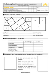 Identifier et décrire les quadrilatères (rectangles et carrés) - Évaluation, bilan : 5ème Harmos - PDF à imprimer