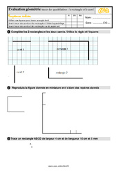 Tracer des quadrilatères - Fiches le rectangle et le carré - Évaluation, bilan : 5ème Harmos - PDF à imprimer