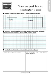 Tracer des quadrilatères - Fiches le rectangle et le carré - Exercices, révisions : 5ème Harmos - PDF à imprimer