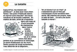 La bataille - Lecture compréhension - Histoire illustrée - Niveau 3 : 3eme Harmos - PDF à imprimer