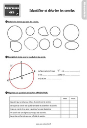 Identifier et décrire les cercles - Exercices, révisions : 5ème Harmos - PDF à imprimer