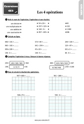 Les 4 opérations - Exercices : 5ème Harmos - PDF à imprimer