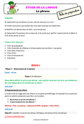 La phrase - Étude de la langue - Séquence - Fiche de préparation : 4ème Harmos - PDF à imprimer