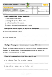 La phrase - Étude de la langue - Examen Evaluation avec la correction : 4ème Harmos - PDF à imprimer