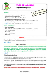 Les phrases négatives - Étude de la langue - Séquence - Fiche de préparation : 4ème Harmos - PDF à imprimer