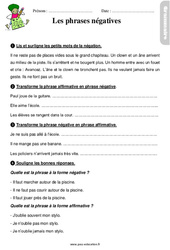 Les phrases négatives - Étude de la langue - Exercices avec les corrections : 4ème Harmos - PDF à imprimer