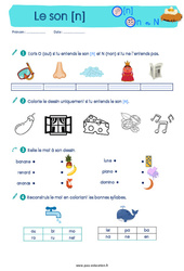 Le son [n] - Etude du code / les sons : 3eme, 4ème Harmos - PDF à imprimer