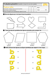 Identifier et tracer des axes de symétrie - Évaluation, bilan : 5ème Harmos - PDF à imprimer