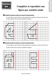 Compléter et reproduire une figure par symétrie axiale - Exercices, révisions : 5ème Harmos - PDF à imprimer