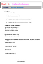 Multiples et diviseurs - Révisions - Exercices avec correction - Écritures fractionnaires : 9eme Harmos - PDF à imprimer