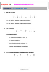 Quotients et fractions - Révisions - Exercices avec correction - Écritures fractionnaires : 9eme Harmos - PDF à imprimer