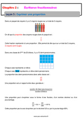 Exprimer une proportion - Cours - Écritures fractionnaires : 9eme Harmos - PDF à imprimer