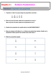 Exprimer une proportion - Révisions - Exercices avec correction - Écritures fractionnaires : 9eme Harmos - PDF à imprimer