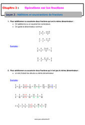 Additions et soustractions de fractions - Cours : 9eme Harmos - PDF à imprimer