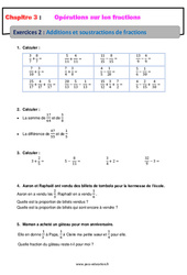 Additions et soustractions de fractions - Révisions - Exercices avec correction : 9eme Harmos - PDF à imprimer