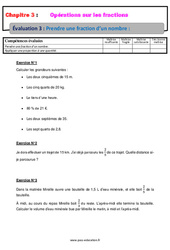 Prendre une fraction d'un nombre - Examen Evaluation, bilan, contrôle avec la correction : 9eme Harmos - PDF à imprimer