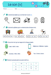 Le son [v] - Etude du code / les sons : 3eme, 4ème Harmos - PDF à imprimer